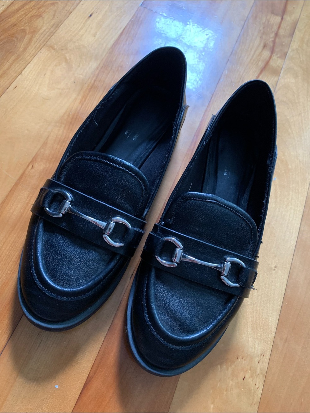 Call It Spring Black Loafers with Silver Buckle Accent